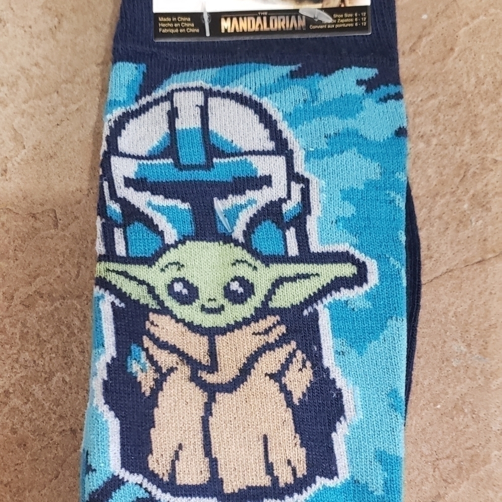 STAR wars mandalorian new crew socks 2 pair grogu storm trooper - Picture 2 of 7